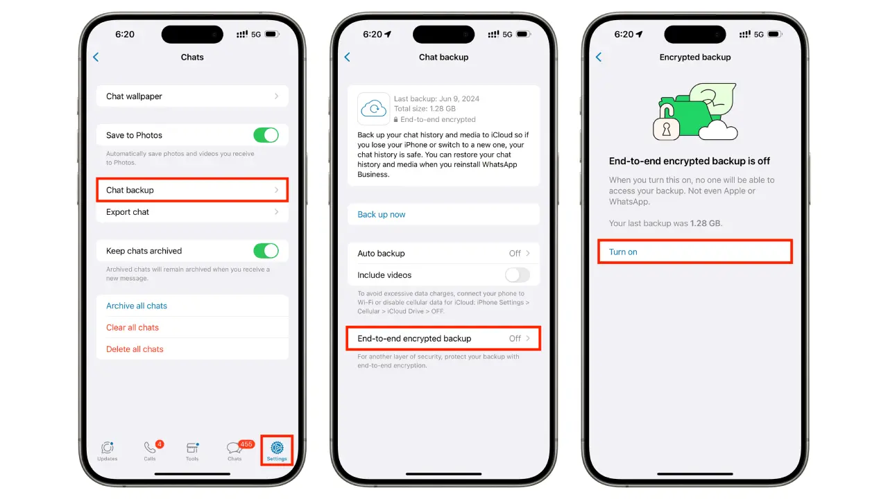 بکاپ از طریق iCloud در واتس اپ