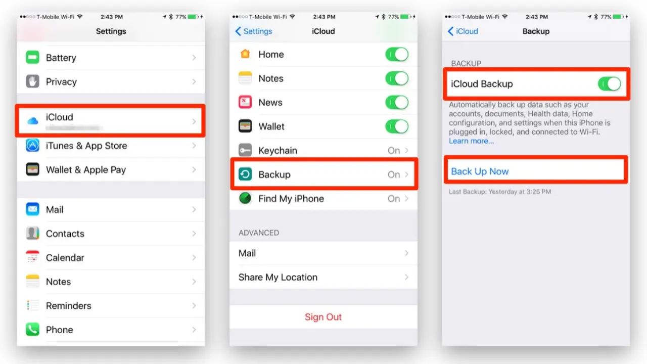 بکاپ کامل آیفون از طریق iCloud
