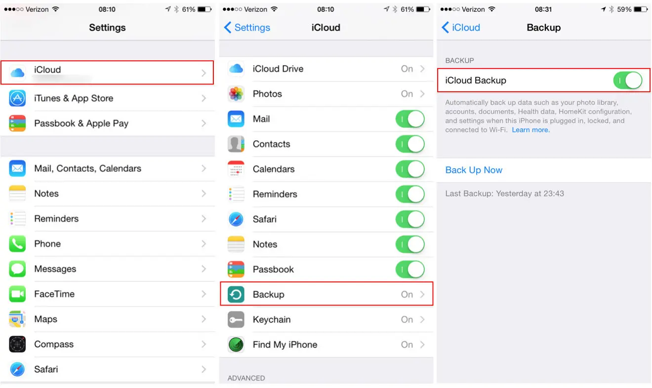 بکاپ گرفتن از گوشی ایفون با iCloud
